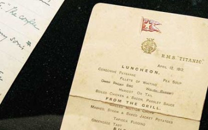 Peste 90 de mii de euro pentru meniul ultimei mese de pe Titanic